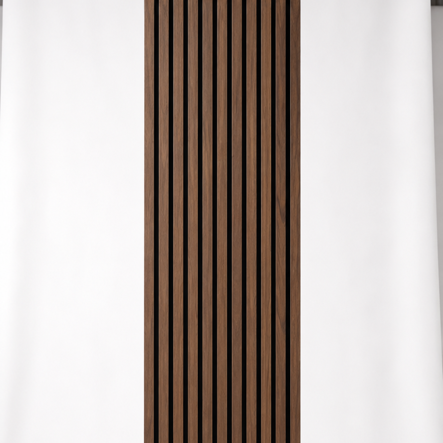 Walnut acoustic slat wall panels